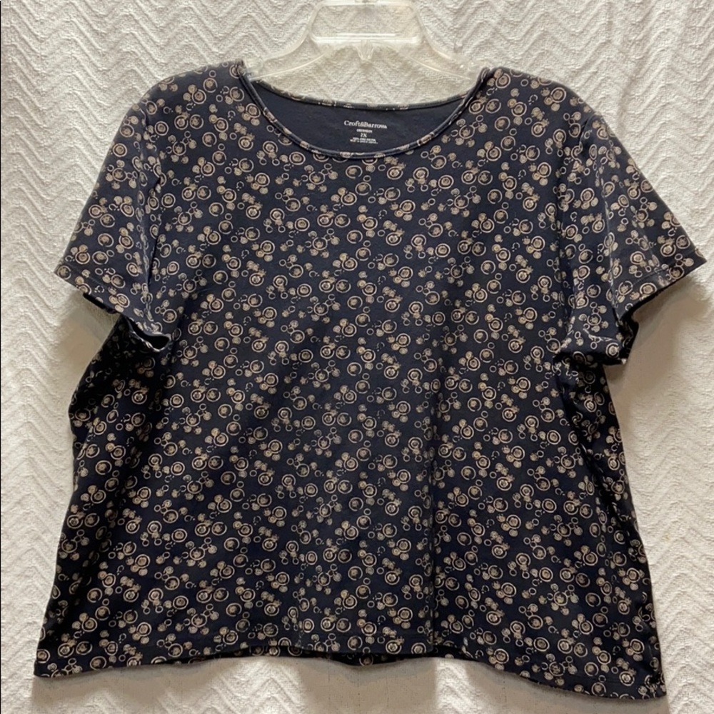 Croft and Barrow black patterned top size 2X